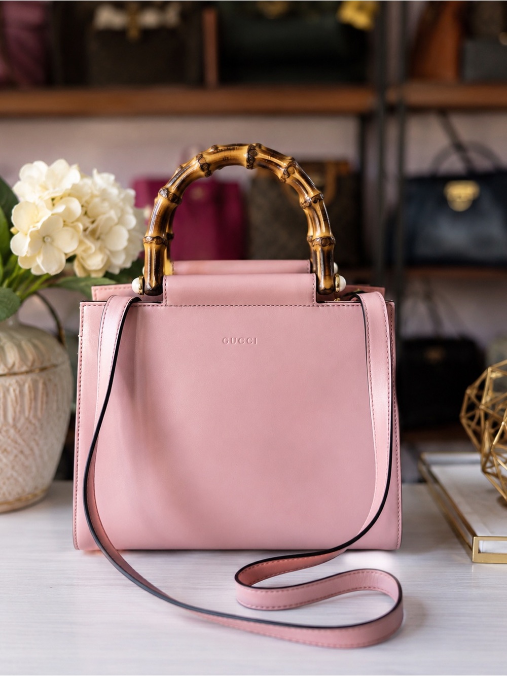 Authentic Gucci Nymphaea Small Top Handle/Crossbody Bag